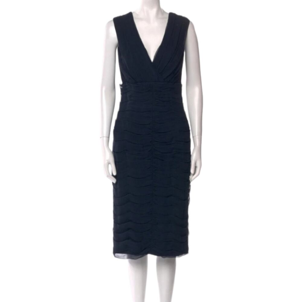 TADASHI Collection 100% Silk Chiffon Ruffle Party Batching Cocktail Dress Size 6